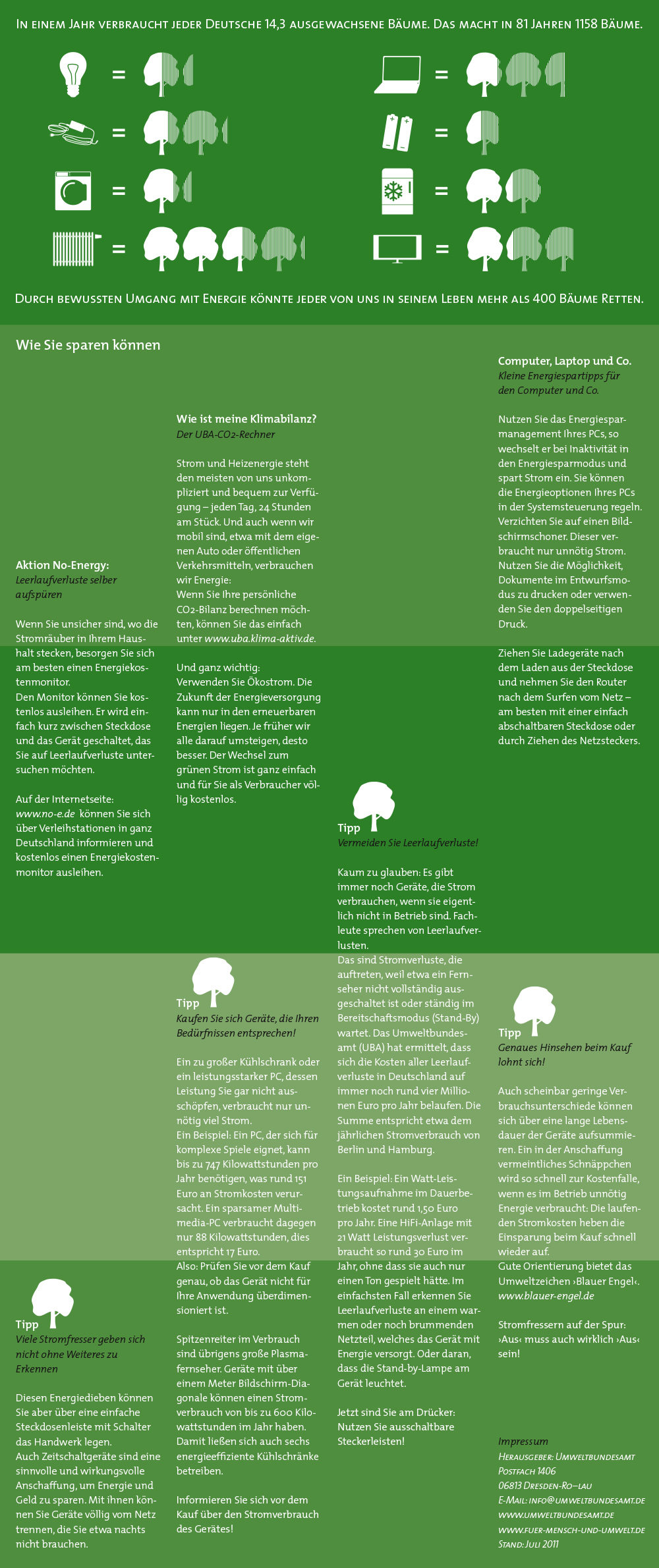 a whole leaflet showing advice on how to save energy