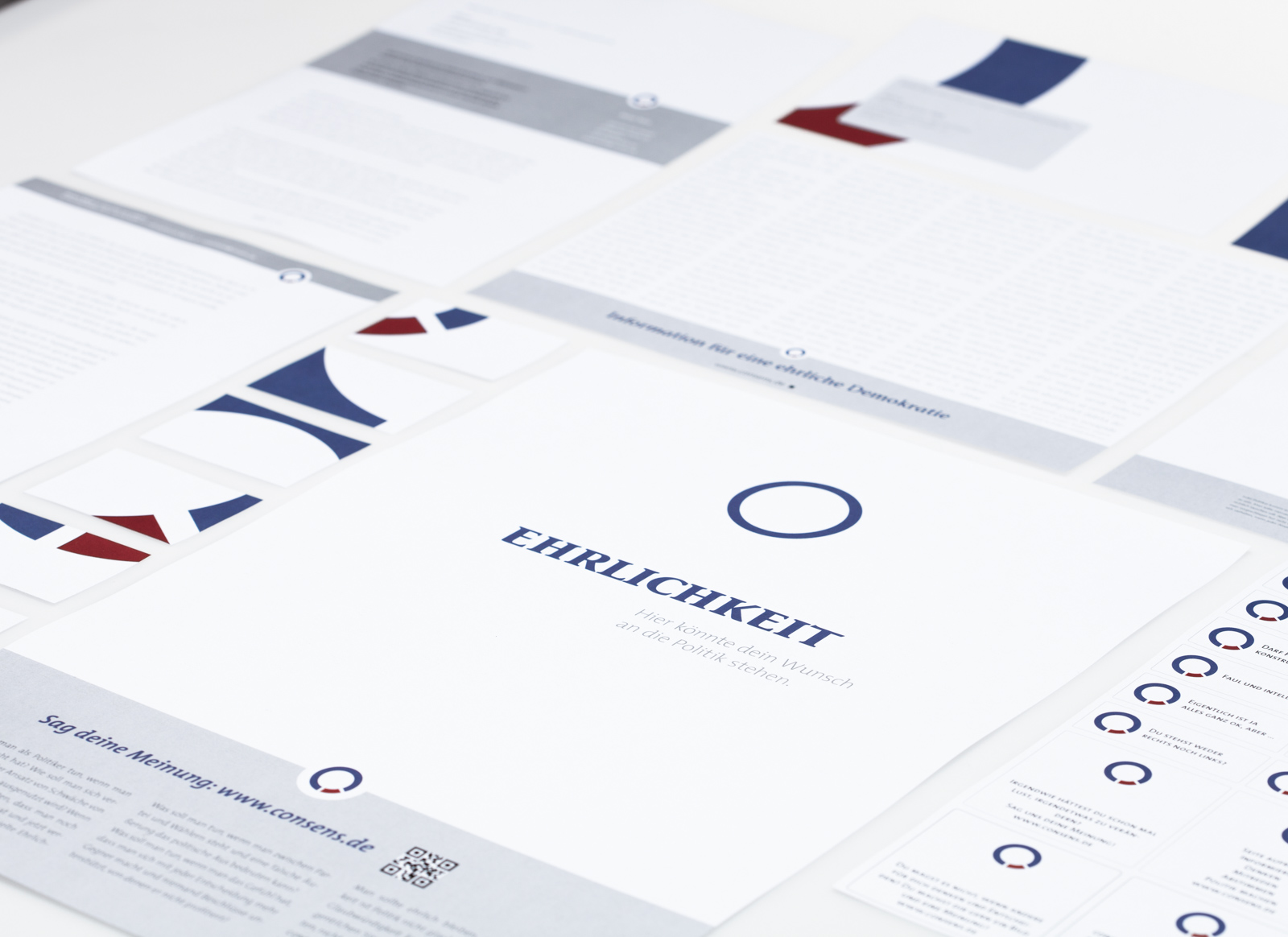 beauty shot of consens communication and identity material